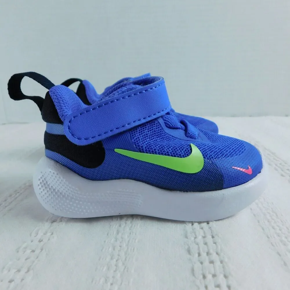Nike Revolution Sneakers Shoes 2C Ultramarine/Lime Toddler's purplish color EUC